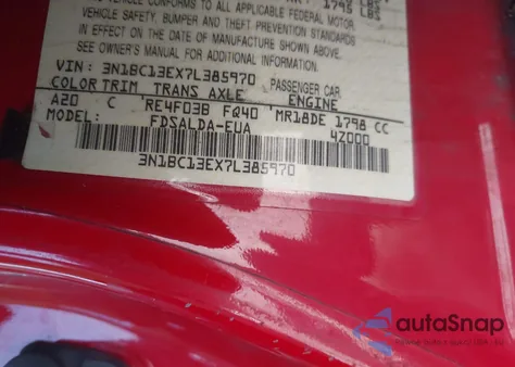 2007 Nissan Versa 1.8S из США, поврежденный, VIN 3N1BC13EX7L385970